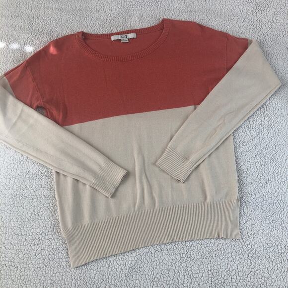 Colorblock cream salmon lightweight thin knit sweater small - Picture 2 of 5